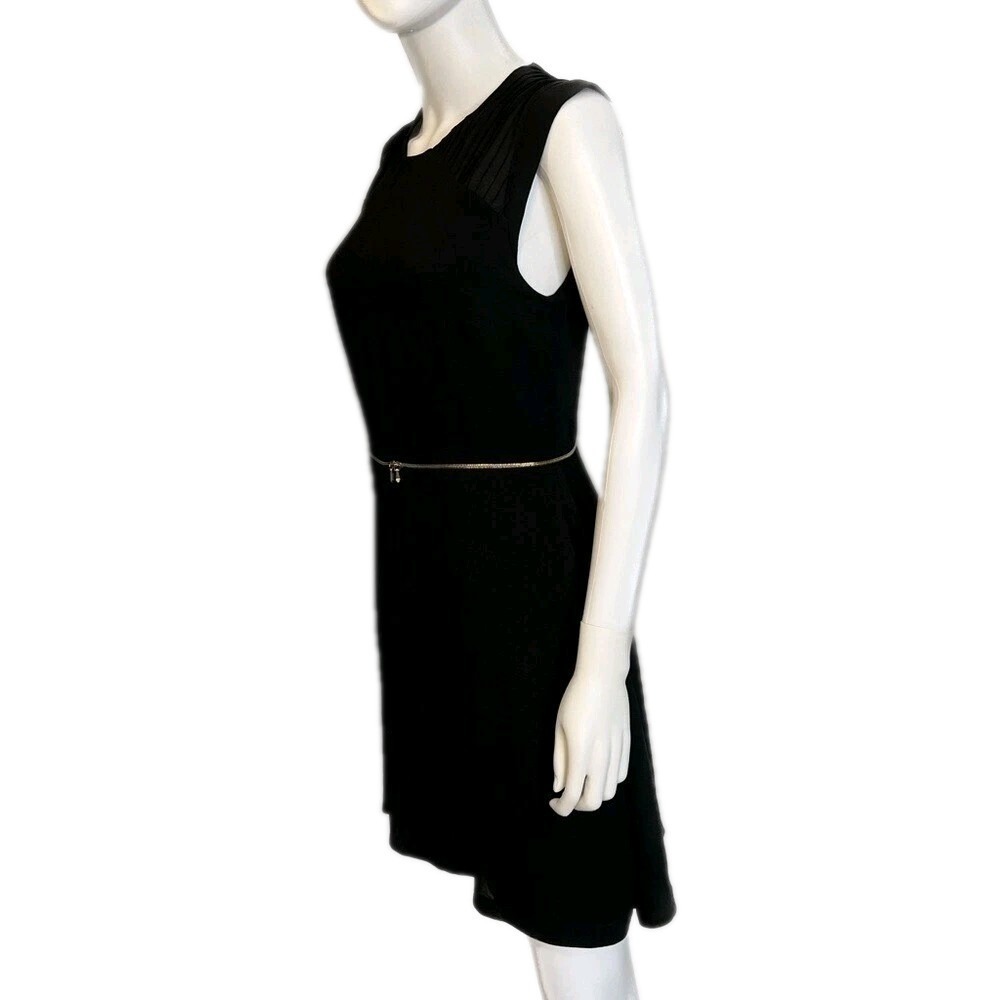 Sandro Paris Black Mini Length Dress Sz 4 Cutout Zip Waist Old Money Luxury LBD - Picture 12 of 13